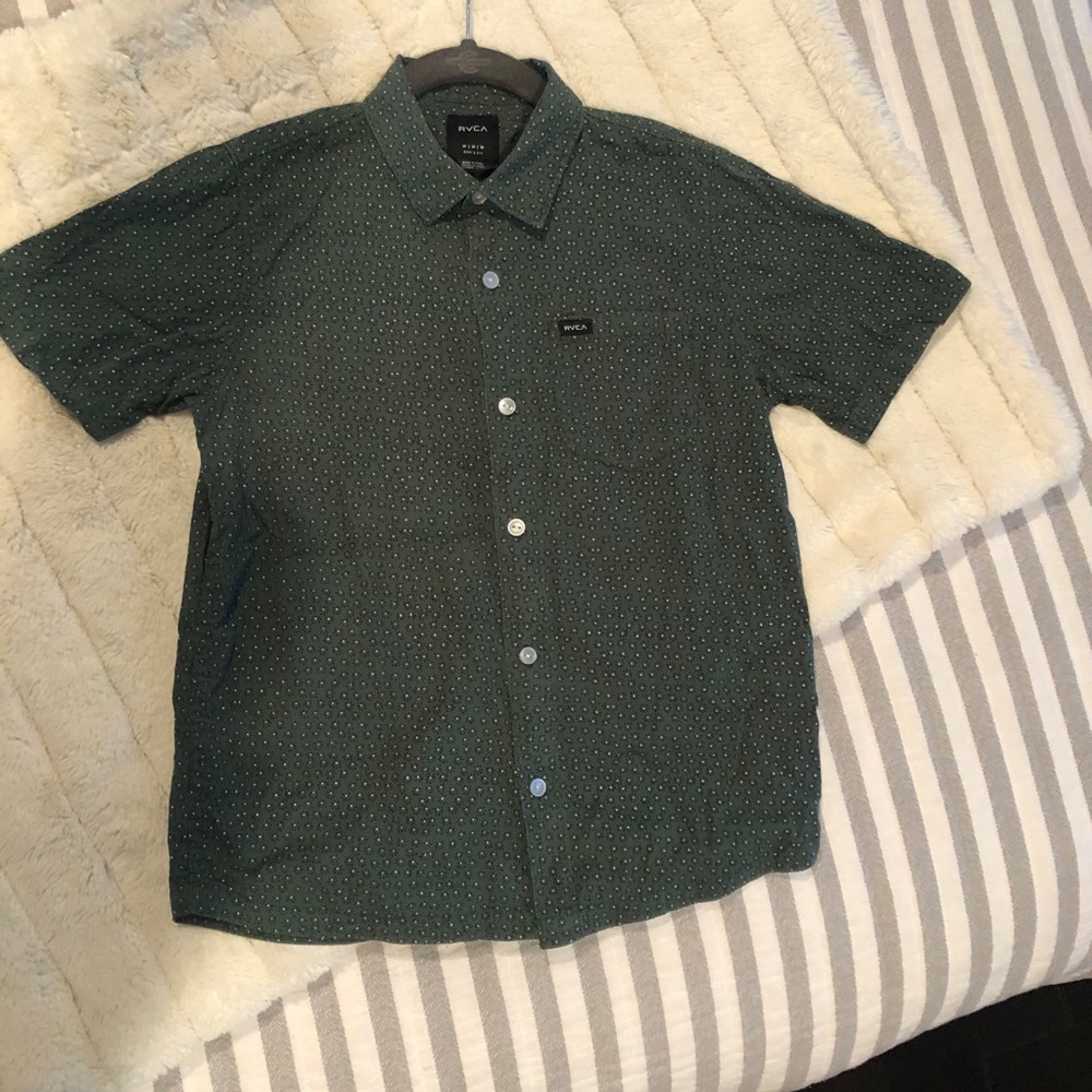 Boys Medium Green RVCA Shirt